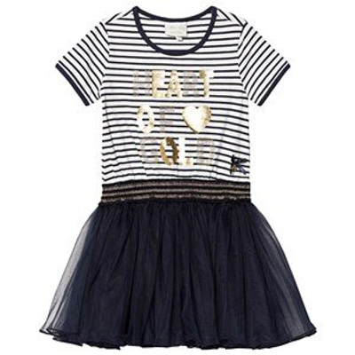Shop Le Chic Navy And White Stripe Diamante Detail Tulle Dress