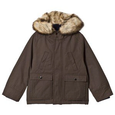 Shop Cyrillus Olive Parka With Faux Fur Trim Hood In Green