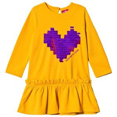 Shop Agatha Ruiz De La Prada Yellow Embroidered Pixel Heart Dress
