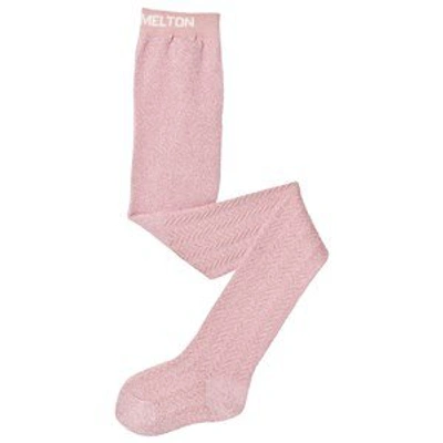 Shop Melton Alt Rosa Glitter Structure Tights In Pink