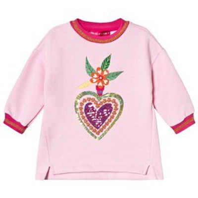 Shop Agatha Ruiz De La Prada Baby Pink Floral Heart Sweatshirt