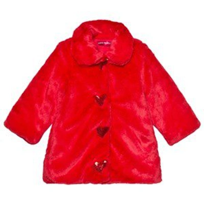 Shop Agatha Ruiz De La Prada Red Sequin Hearts Faux Fur Coat