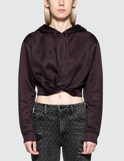 Shop Alexander Wang T Sleek French Terry Twistfront Hoodie In Red