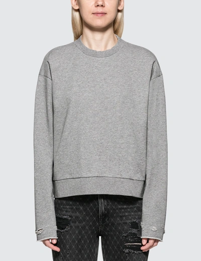 Shop Alexander Wang T Dry French Terry Distressed Sweatshirt In Grey
