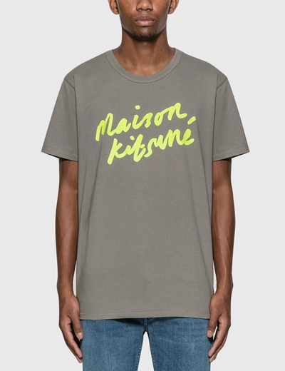 Shop Maison Kitsuné Handwriting T-shirt Grey