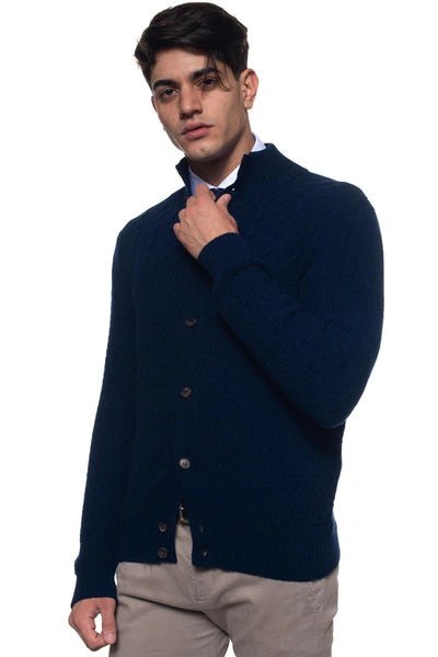 Shop Andrea Fenzi Cardigan With Buttons In Blue
