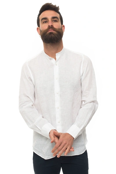 Shop Vincenzo De Lauziers Shirt With Guru Collar In White