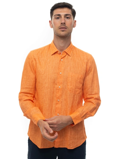 Shop Vincenzo De Lauziers Long-sleeved Linen Shirt In Orange