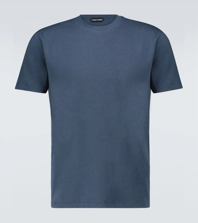 Shop Tom Ford Cotton Crewneck T-shirt In Blue
