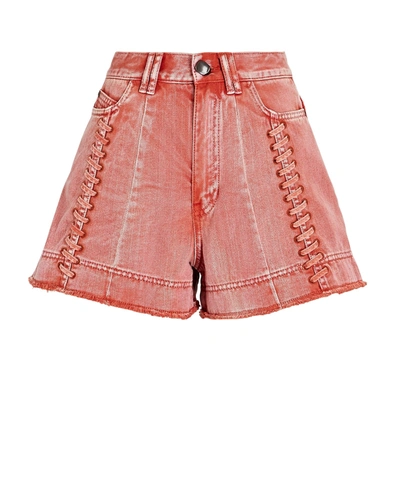 Shop Aje Framework Lace-up Denim Shorts In Orange