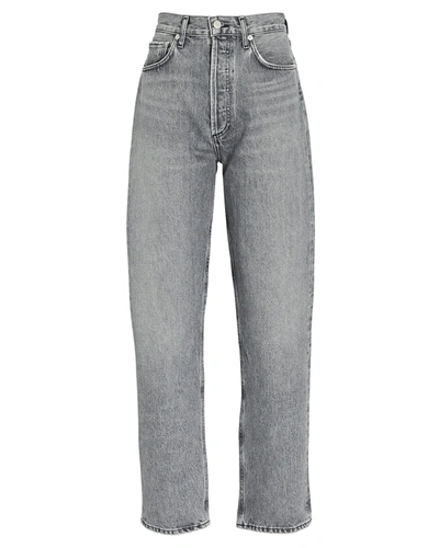 Shop Agolde Fitted 90s Straight-leg Jeans In Grey
