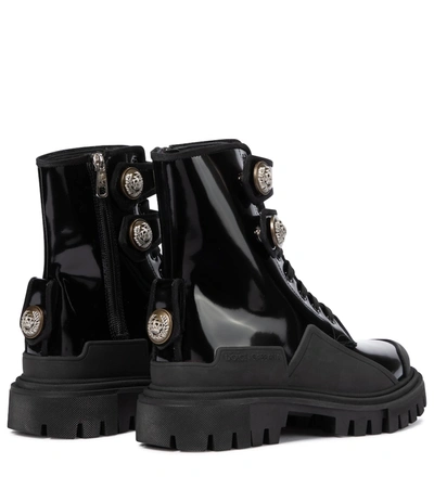 Shop Dolce & Gabbana Patent Leather Combat Boots In Black