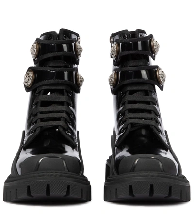 Shop Dolce & Gabbana Patent Leather Combat Boots In Black