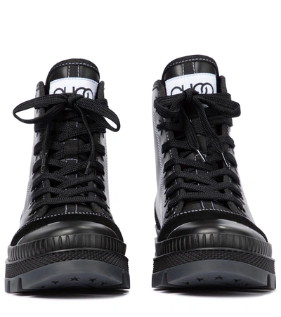 Shop Jimmy Choo Nord/f Leather Sneakers In Black