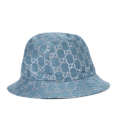 Shop Gucci Gg Lamé Bucket Hat In Blue