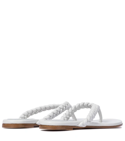 Gianvito Rossi Tropea Braided-leather Flip Flops In White