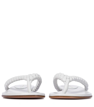 Shop Gianvito Rossi Tropea Leather Thong Sandals In White