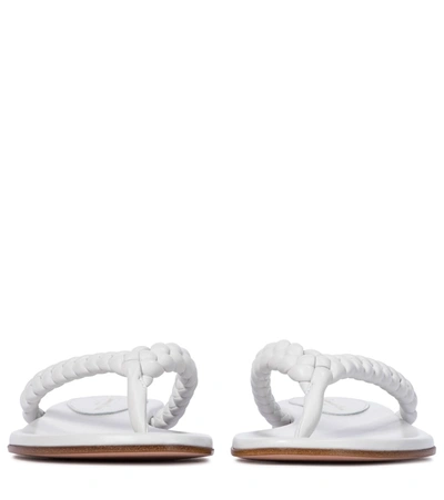 Gianvito Rossi Tropea Braided-leather Flip Flops In White