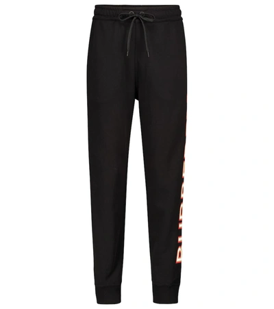Shop Burberry Logo Cotton Jersey Trackpants In Black