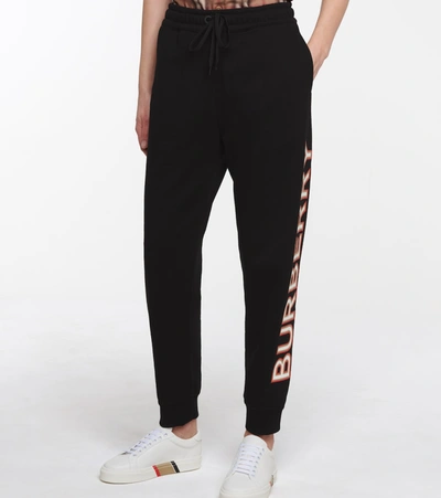 Shop Burberry Logo Cotton Jersey Trackpants In Black