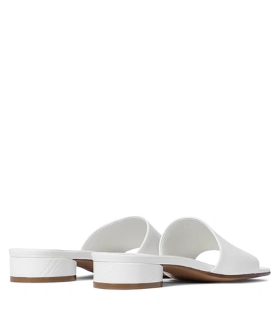 Shop Maison Margiela Leather Slides In White