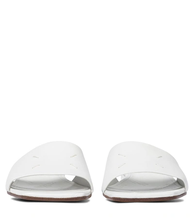 Shop Maison Margiela Leather Slides In White