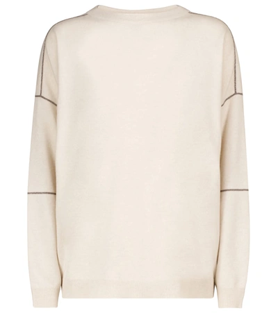 Shop Brunello Cucinelli Wool, Cashmere And Silk Sweater In White
