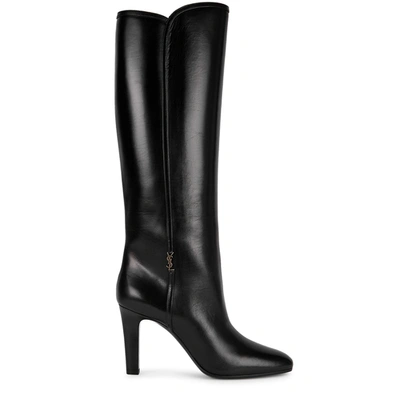 Shop Saint Laurent Jane 90 Black Leather Knee-high Boots