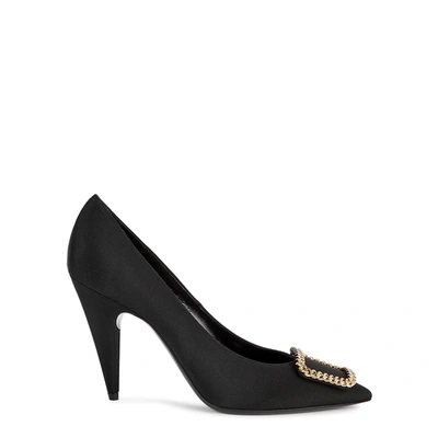 Shop Saint Laurent St Suplice 95 Black Grosgrain Pumps