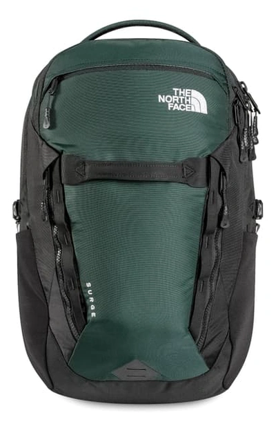 Shop The North Face Surge Backpack In Scarab Green/ Black