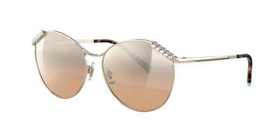 Shop Tiffany & Co . Woman Sunglass Tf3073b In Brown Gradient Silver Mirror