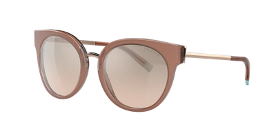 Shop Tiffany & Co . Woman Sunglass Tf4168 In Brown Mirror Silver Gradient