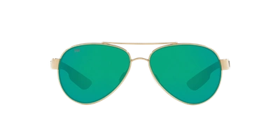 Costa Del Mar Loreto Green Mirror Polarized Polycarbonate Aviator Ladies Sunglasses Lr 64 Ogmp 56 In Green Mirror