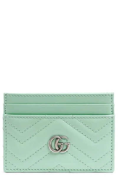 Shop Gucci Gg Quilted Leather Card Case In Water Green