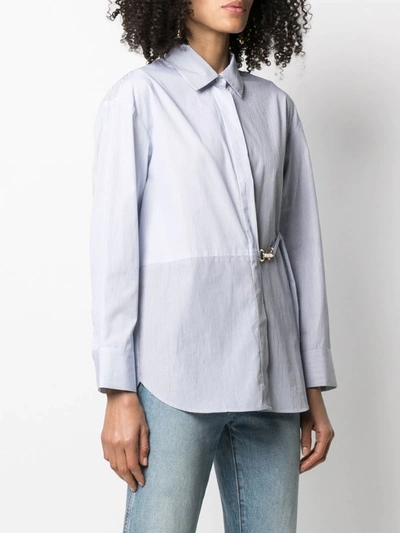 Shop Sandro Asymmetric Pinstripe Blouse In Blue