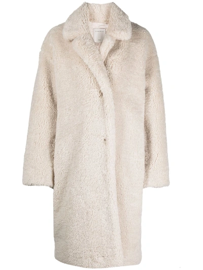 Shop Sandro Rocky Single Breasted Coat In Neutrals