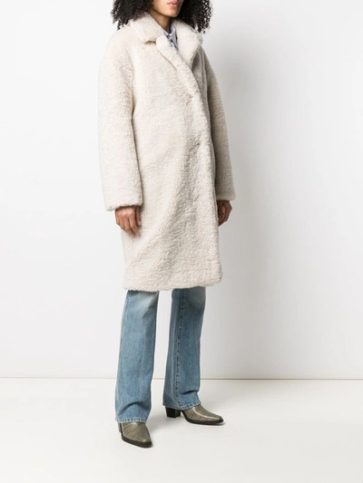 Shop Sandro Rocky Single Breasted Coat In Neutrals