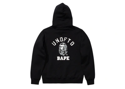 Pre-owned Bape X Undefeated Pullover Hoodie (white Strings) Black