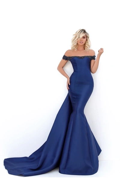 Shop Tarik Ediz Lines Off Shoulder Taffeta Gown