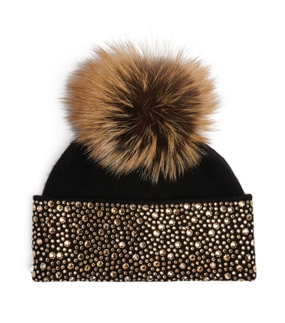 Shop William Sharp Crystal-embellished Fur Beanie Hat