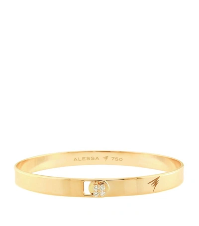 Shop Alessa Yellow Gold And Diamond Spectrum Solid Bangle