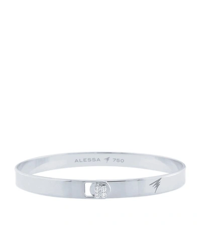 Shop Alessa White Gold And Diamond Spectrum Solid Bangle