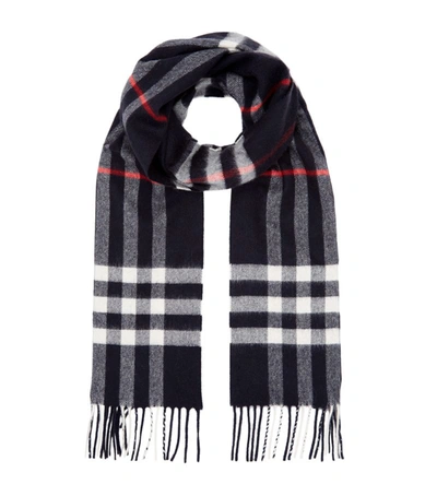 Shop Burberry The Classic Check Cashmere Scarf In Blue