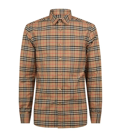 Shop Burberry Small-scale Check Shirt In Neutrals
