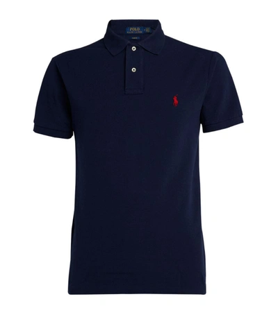 Shop Polo Ralph Lauren Cotton Mesh Slim-fit Polo Shirt In Navy