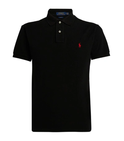 Shop Polo Ralph Lauren Cotton Mesh Slim-fit Polo Shirt In Black