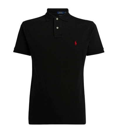 Shop Polo Ralph Lauren Cotton Mesh Custom-fit Polo Shirt In Black