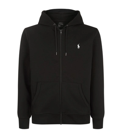Shop Polo Ralph Lauren Logo Zip-up Hoodie In Black