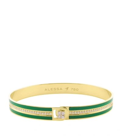 Shop Alessa Yellow Gold And Diamond Spectrum Equality Solid Bangle