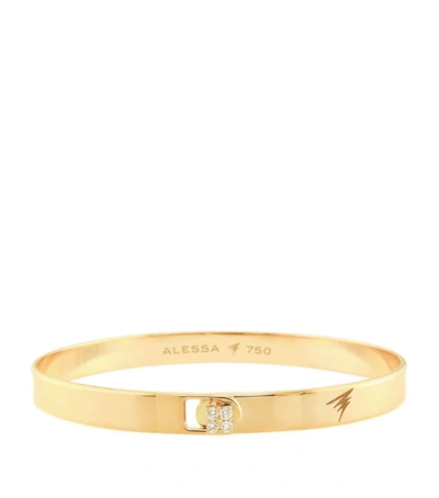 Shop Alessa Yellow Gold And Diamond Spectrum Solid Bangle